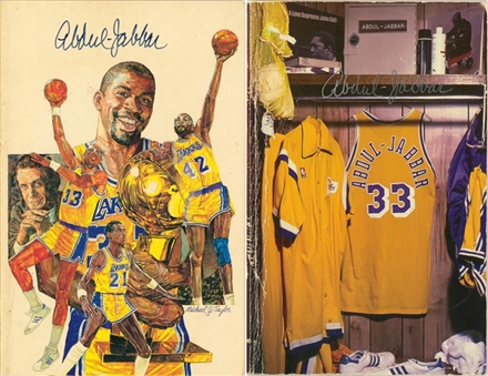 Lot of (2) 1987-88 & 1988-89 Kareem Abdul-Jabbar Signed Los Angeles Lakers Media Guides (Abdul-Jabbar LOA)